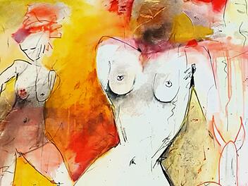 "Akt in Bewegung" von Gabriele Schöpplein ist eines der Bilder, die bei der Ausstellung der Kulturgemeinde Ebelsbach-Eltmann und der Kunstschule "Ars vivendi" in Ebelsbach gezeigt werden.Günther Geiling