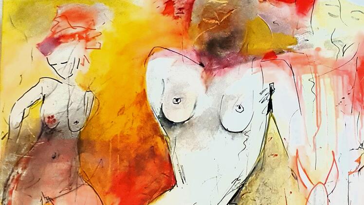 "Akt in Bewegung" von Gabriele Schöpplein ist eines der Bilder, die bei der Ausstellung der Kulturgemeinde Ebelsbach-Eltmann und der Kunstschule "Ars vivendi" in Ebelsbach gezeigt werden.Günther Geiling