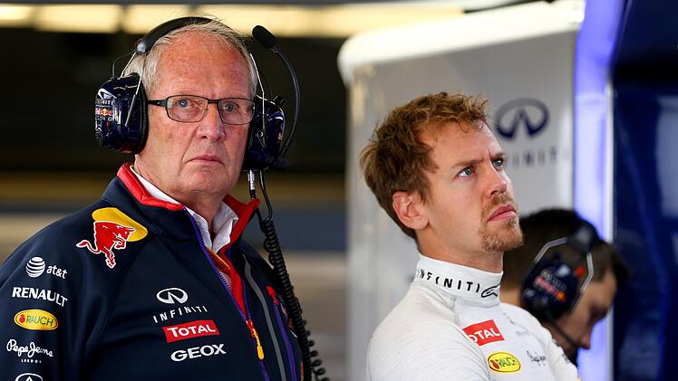 Sebastian Vettel (rechts) und Dr. Helmut Marko arbeiteten erfolgreich beim Formel-1-Rennstall Red Bull zusammen.