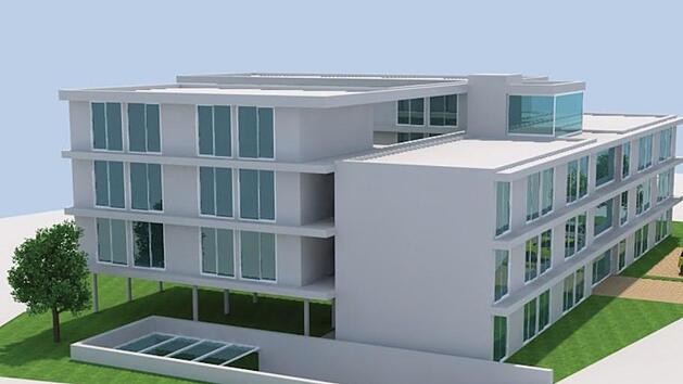 So sieht ein erster grober  Entwurf für das Studentenwohnheim in der Hugo-Hesse-Straße aus. Grafik: Kunnert Architekten