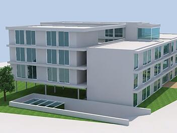 So sieht ein erster grober  Entwurf für das Studentenwohnheim in der Hugo-Hesse-Straße aus. Grafik: Kunnert Architekten