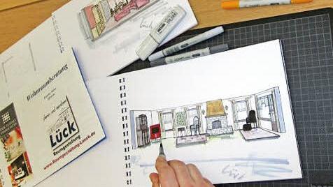 In einer Mappe skizzieren die Lücks mögliche Gestaltungsideen - alle individuell auf den jeweiligen Kunden abgestimmt. Fotos: privat