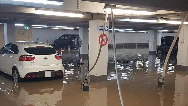 In Kulmbach stand gestern Nacht eine Tiefgarage unter Wasser. Bild: THW OV Kulmbach