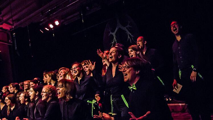 Mitreißend: Der Coburger Hochschulechor "Die Klangfänger" beim Auftritt im Kongresshaus RosengartenFoto: Jochen Berger