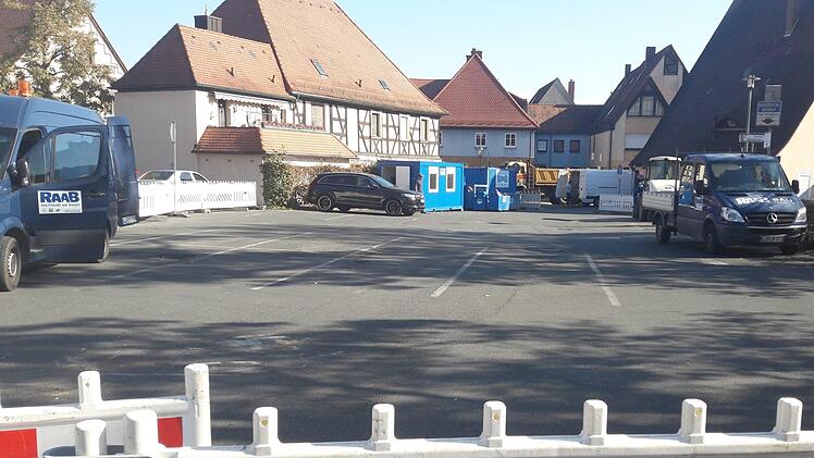 Abgesperrte Fläche auf dem Hubmannparkplatz