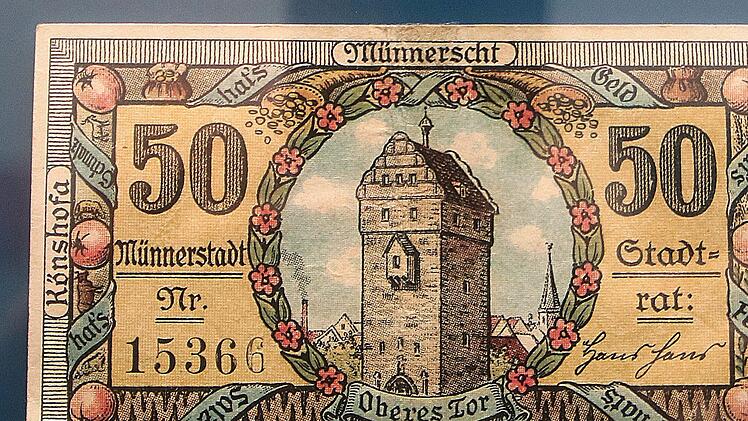 "Münnerscht hat's Geld" verspricht dieser Geldschein  - doch es war nur wertloses Notgeld aus der Inflation . Foto: Dieter Britz