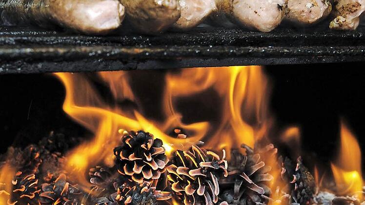 Das Braten über Kiefernzapfen oder auch Buchenholz verursacht erhöhte Benzo[a]pyren-Werte. Wie aber steht es, wenn beides nur beigemischt wird? Foto: David Ebener/dpa