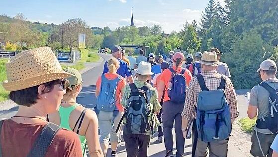 Die Wallfahrer im Jahr 2024 auf dem Heimweg vom Kreuzberg kurz vor Oberthulba.
