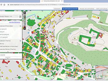 Für Stadt (Bild) und Landkreis Kulmbach ist  ein Solarpotenzial-Kataster im Internet unter www.solare-stadt.de/landkreis-kulmbach abrufbar. Darauf kann man sehen, ob sich Gebäude für die Nutzung von Photovoltaik-Anlagen eignen.  Screenshot: BR