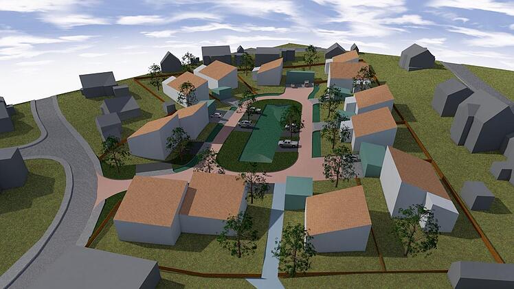 3D Ansicht des neuen Baugebiets Innenbereich Quelle in Oberthulba.  Foto: Markt Oberthulba/Büro Hahn