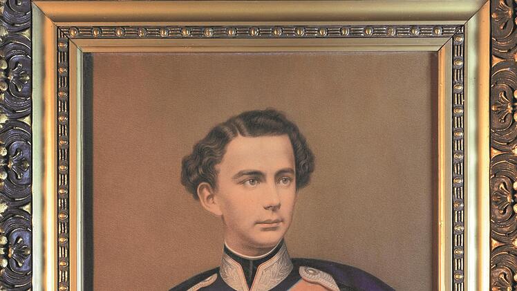 K&ouml;nig Ludwig II. im Alter von 19 Jahren. Chromolithographie.