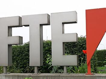 Das FTE-Logo: An seinem Hauptstandort in Ebern beschäftigt das Unternehmen knapp 2000 Mitarbeiter, weltweit sind es insgesamt etwa 3800 Mitarbeiter. Der Automobilzulieferer ist einer der größten Arbeitgeber im Landkreis Haßberge. Foto: Friederike Stark/Archiv