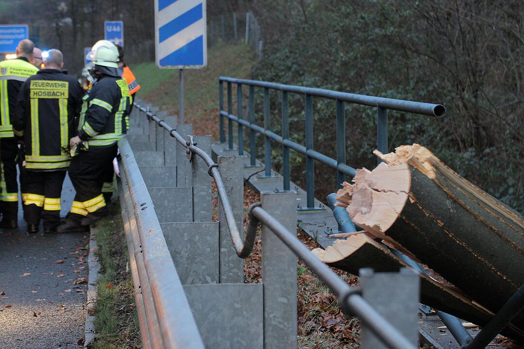 Baum stürzt bei heftigem Sturm auf Autobahn