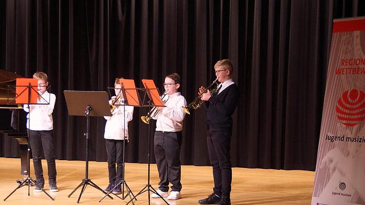 Kronacher Trompeten-Quartett mit Jan Schnappauf, Benedikt Renk, Andreas Rittmann und Johannes Kessel Foto: Heike Schülein