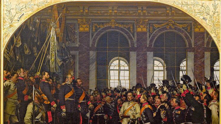 Kaiserproklamation im Spiegelsaal von Versailles 1871; Maler Anton von Werner (1885) - Ernst II. zweiter von links in heller Uniform