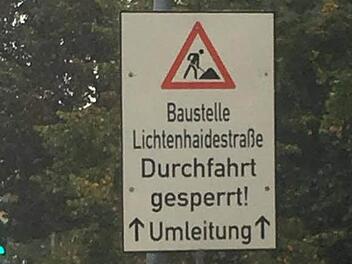 Aus Richtung Hallstadter Straße ist derzeit die Lichtenhaidestraße in Bamberg nicht befahrbar. Foto: Alexander Kroh