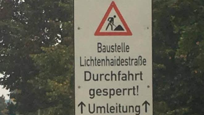 Aus Richtung Hallstadter Straße ist derzeit die Lichtenhaidestraße in Bamberg nicht befahrbar. Foto: Alexander Kroh