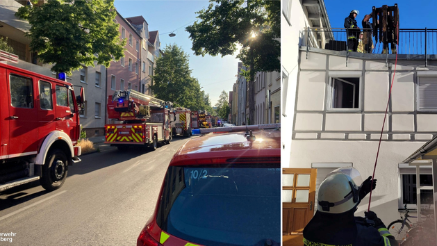 Bamberg: Feuerwehr r&uuml;ckt zu Brand aus - Anwohner verhindern Ausbreiten des Feuers