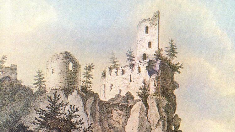 Die Ruine Neideck um 1830. Von ihr schwärmte Ernst Moritz Arndt in den höchsten Tönen, Repro: Reinhard Löwisch