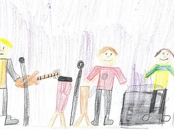 Die Band "Carlos" spielt in Burkersdorf bei freiem Eintritt sämtliche Santana-Kracher.  Foto: Stephan Stöckel, gemalt von Moritz