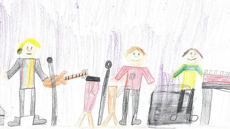 Die Band "Carlos" spielt in Burkersdorf bei freiem Eintritt sämtliche Santana-Kracher.  Foto: Stephan Stöckel, gemalt von Moritz
