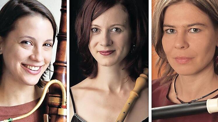 Julia Marion (Fagott), Astrid Knöchlein (Oboe) und Ulrike Hünefeld (Traversflöte/von links) sind am 15. Januar im Kronacher Kreiskulturraum zu hören.