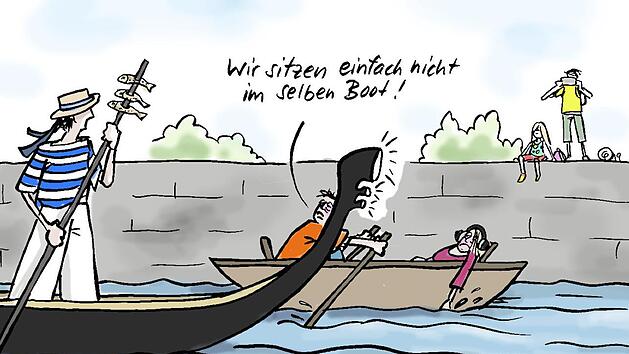 Die Interessen zwischen Anwohnern und dem Veranstalter scheinen un&uuml;berbr&uuml;ckbar.  Karikatur: Christiane Pfohlmann