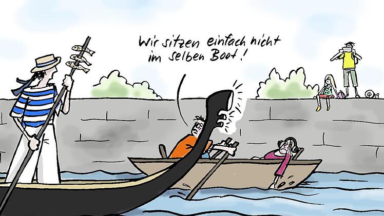 Die Interessen zwischen Anwohnern und dem Veranstalter scheinen unüberbrückbar.  Karikatur: Christiane Pfohlmann