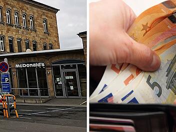 Links ein McDonald's in einem historischen Gebäude, rechts eine Hand mit Euro-Geldscheinen. Thema: unterschiedliche Preise bei McDonald's-Filialen.