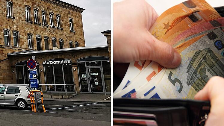 Links ein McDonald's in einem historischen Gebäude, rechts eine Hand mit Euro-Geldscheinen. Thema: unterschiedliche Preise bei McDonald's-Filialen.