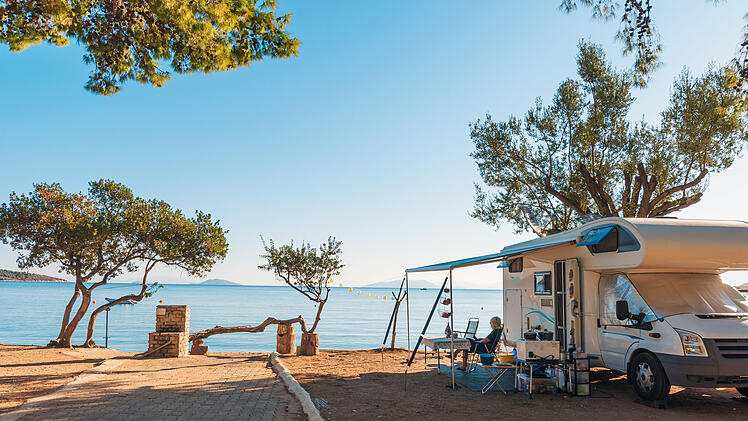 Camping, Camping am Meer, Wohnwagen