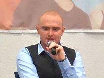 Christoph Sorge bei seinem Auftritt auf dem Volkersberg. Foto: Heiko Tammena