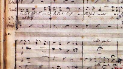 Partiturausschnitt der Oper "Santa Chiara" von Herzog Ernst II. von Sachsen-Coburg und Gotha.