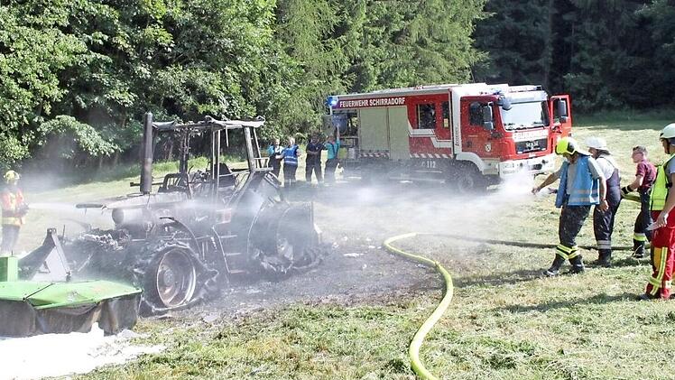 Die Flammen konnten schnell gelöscht werden. Die Wehrkräfte haben so ein Übergreifen auf den Wald verhindert. Foto: Alexander Hartmann