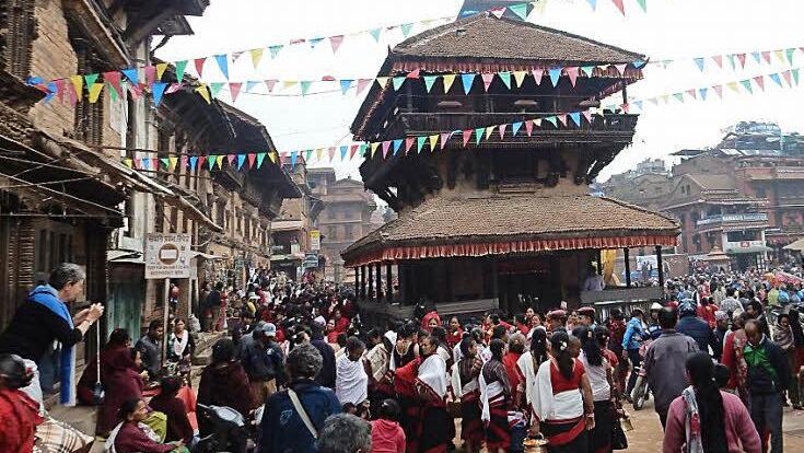 Straßenszene aus Bhaktapur. Foto: Berthold Appel