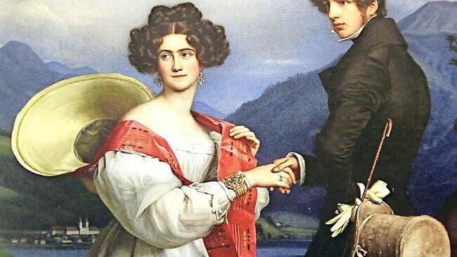 Das Verlobungsbild von Prinzessin Ludovika von Bayern und Herzog Maximilian in Bayern, der Eltern von Kaiserin Sisi - ein Ölgemälde von Joseph Karl Stieler aus dem Jahr 1828. Foto: Bernhard Graf