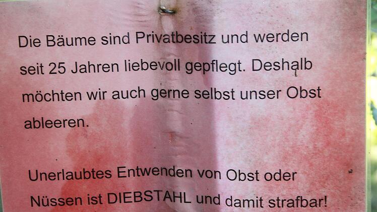 Ein privates Schild soll die Wiese sch&uuml;tzen.Foto: Stefanie Gleixner