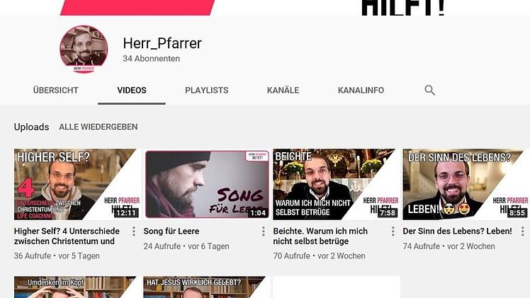 "Herr Pfarrer hilft!": Daniel Städter hat auf YouTube schon einige Beiträge eingestellt.  Screenshot: Alexander Hartmann