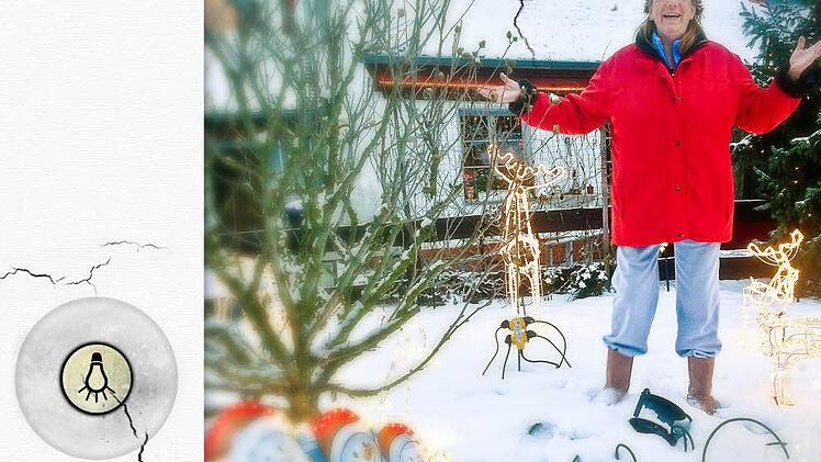 Eva-Maria Preibisch in ihrem leuchtenden Weihnachtsgarten in Forchheimer Stadtteil Burk.  Foto: Nikolas Pelke