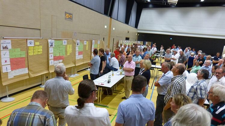 An Stellwänden werden die Ergebnisse präsentiert. Zuvor hatten sich die Stadt- und Gemeinderäte über Stärken und Schwächen sowie mögliche Startprojekte für ihre Kommunen Gedanken gemacht. Foto: Carmen Schwind
