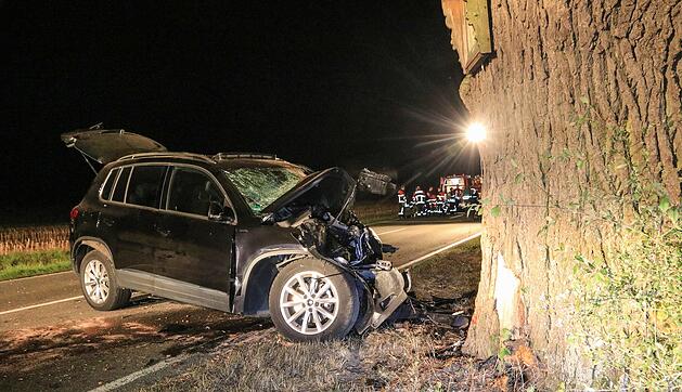 SUV knallt frontal gegen Baum