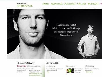 Die Homepage des ehemaligen Fußball-Nationalspielers Thomas Hitzlsperger. Er hatte am Mittwoch seine Homosexualität öffentlich gemacht. Foto: Copyright: dictum law communications/dpa