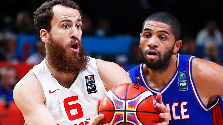 Die Cleverness der Spanier um Sergio Rodriguez (links) siegte über die Athletik der Franzosen, die in Nicolas Batum (rechts) ihren tragischen Helden hatten, der kurz vor Schluss der Verlängerung drei Freiwürfe zum möglichen Ausgleich versiebte. Foto: Sebastien Nogier/dpa