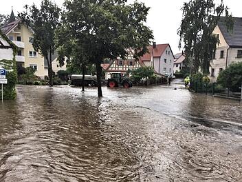 Überschwemmung am 5. Juli in Hausen Foto: Gemeinde Hausen