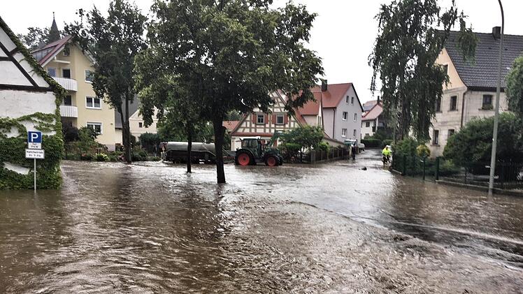 Überschwemmung am 5. Juli in Hausen Foto: Gemeinde Hausen