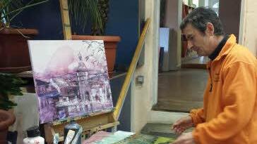 Martin Ludwig in seinem Atelier  Foto: pr