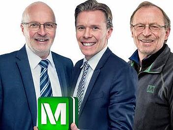 Das Geschäftsführer-Trio der Spedition Murrmann im 185. Jahr der Unternehmensgeschichte: Bernhard Murrmann, Gerhard Souza Murrmann und Horst Kneitz. Foto: Murrmann/Grafik BR
