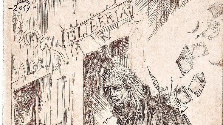 Giacomo hat ein Objekt seiner Begierde erworben. Doch sein Hunger nach weiteren B&uuml;chern ist uners&auml;ttlich.  Foto und Repros: W. Schoberth