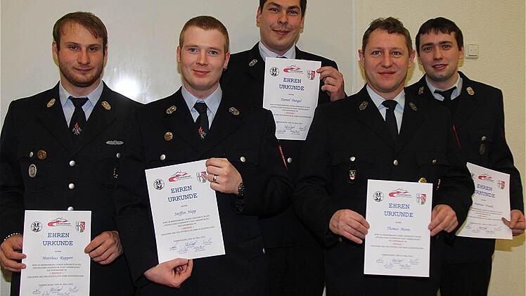 Bronze gibt es für Matthias Ruppert, Steffen Hepp, Daniel Dangel, Thomas Mann und Andreas Trunk (von links).