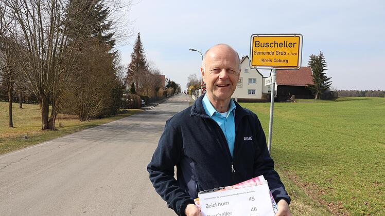 Harald Pr&auml;cklein mit den zusammengetragenen Unterschriften aus Buscheller und Zeickhorn Foto: Alexandra Kemnitzer
